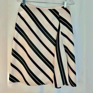 Banana Republic 100% Silk Casual Striped Midi Skirt Size 2